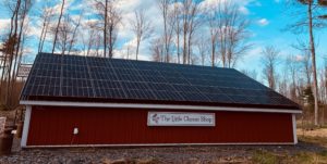 Solar array at the Little Cheese Shop at Balfour Farm in Pittsfield, ME.