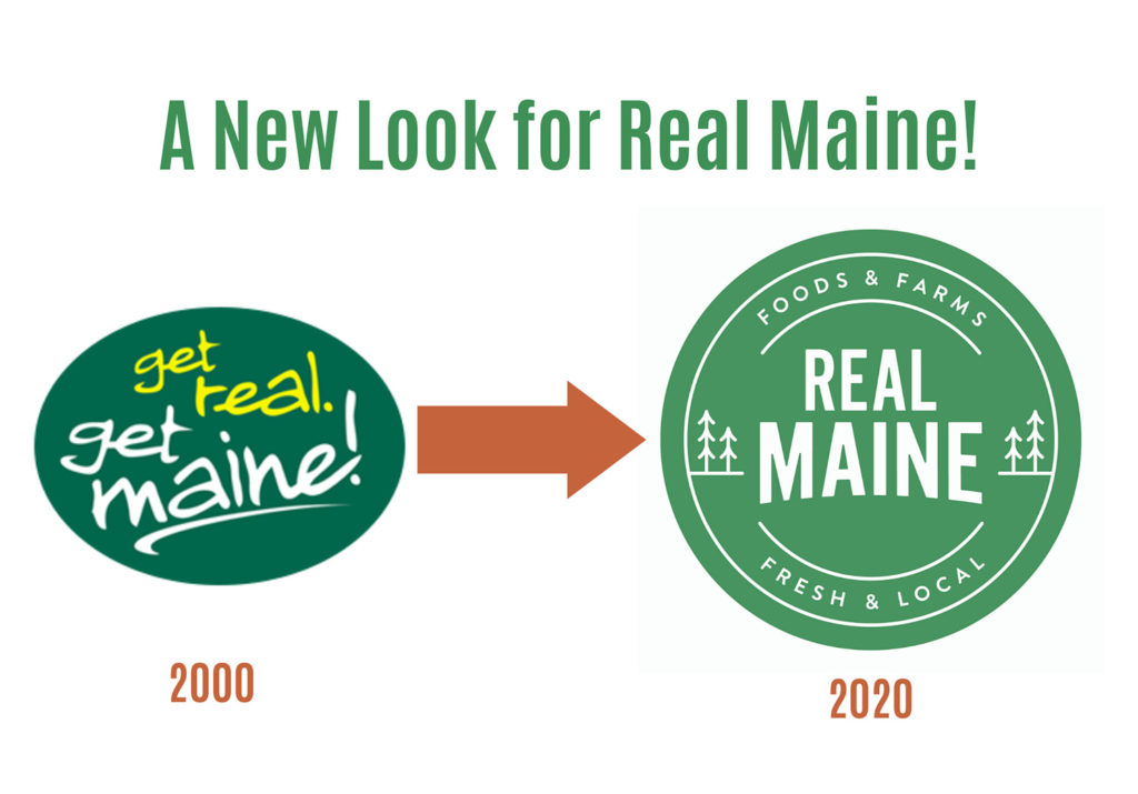 Real Maine logo before and after the rebranding