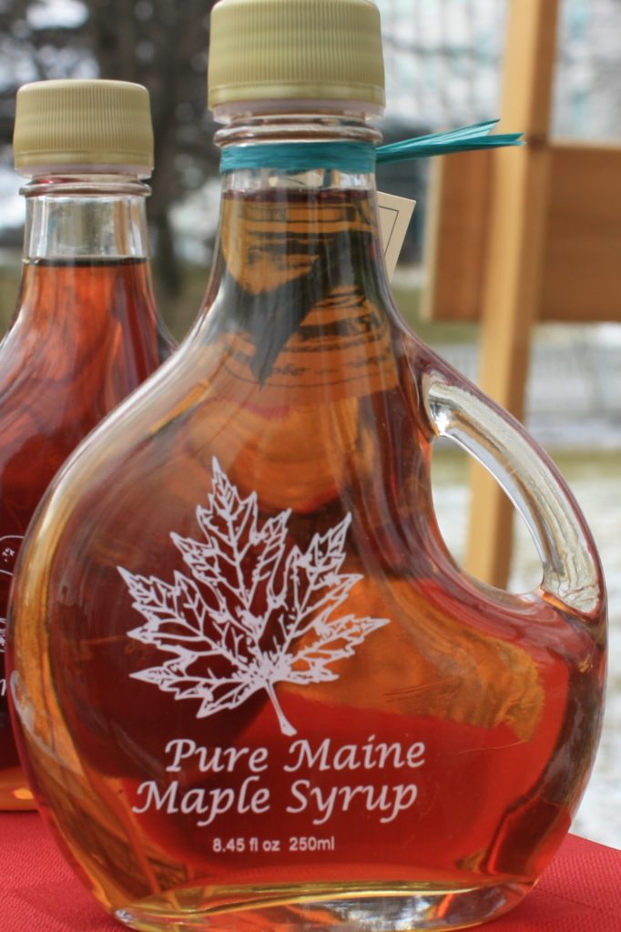 Pure Maine Maple Syrup in a glass bottle